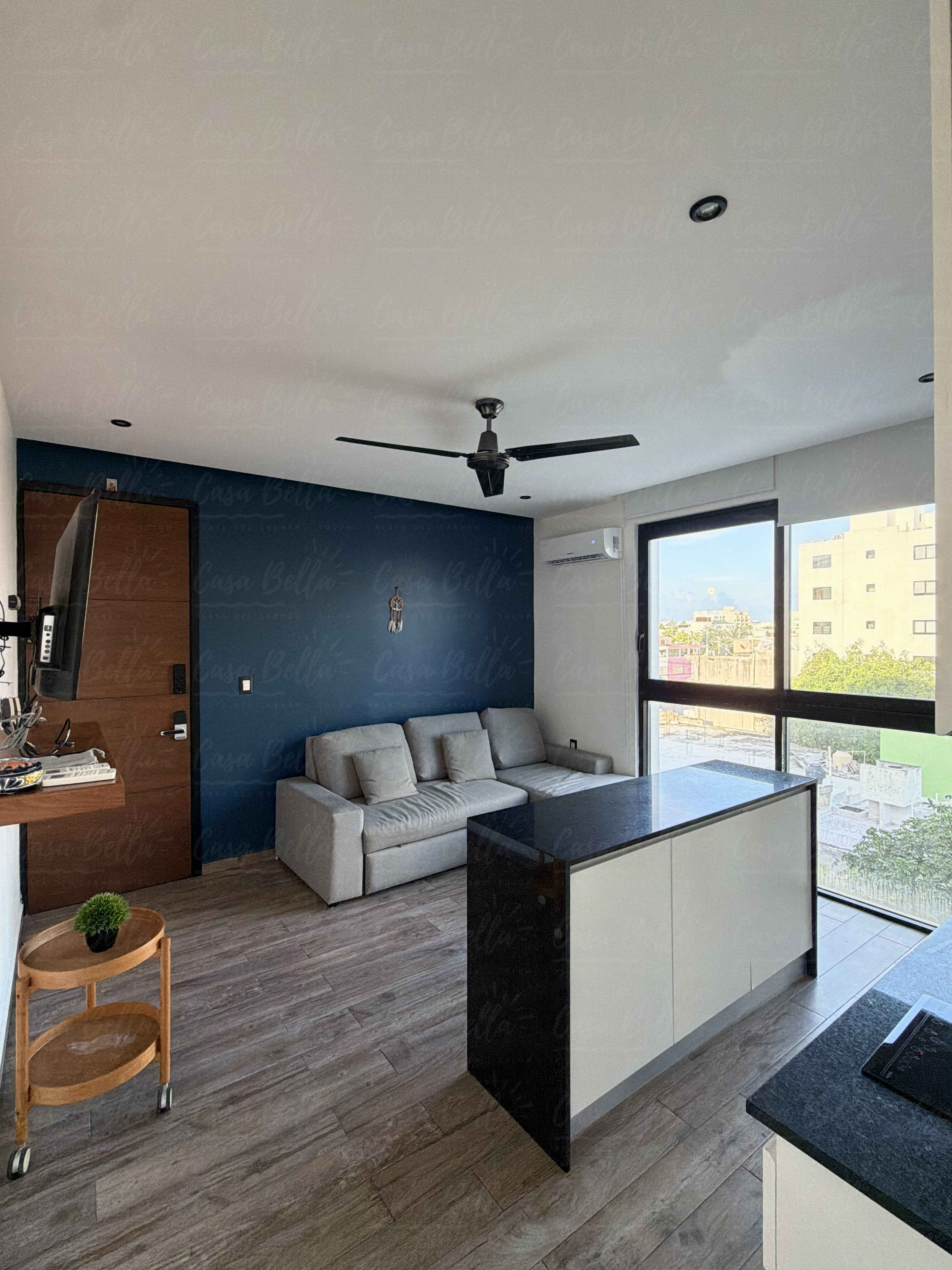 Huaya 18 Azul apartment living room detail, Playa del Carmen