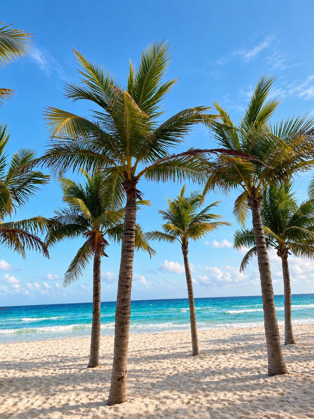 Palm trees and coastline in the Riviera Maya
